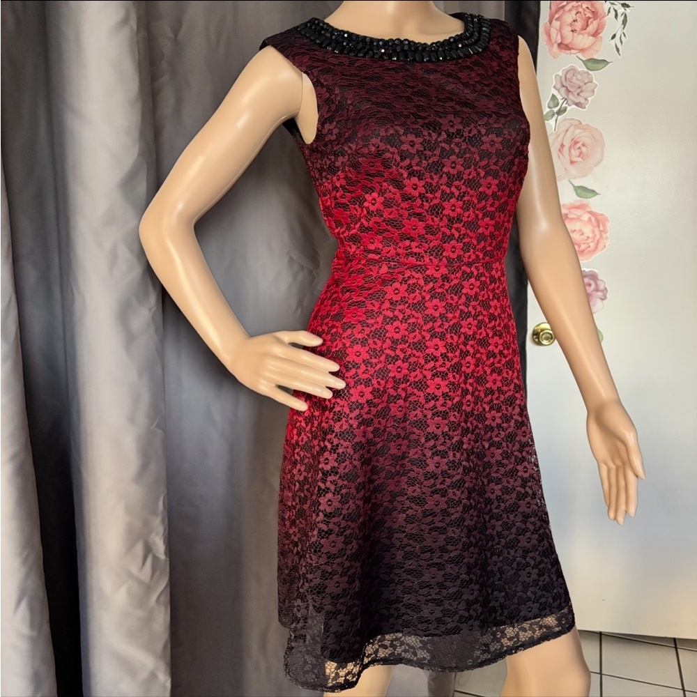 SD Collection Red and Black Sheath Mini Dress Sleeveless